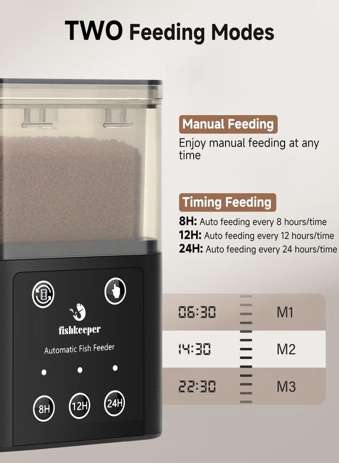 fishkeeper Automatic Fish Feeder for Aquarium - 320ML Large Capacity Adjustable Fish Feeder Automatic Dispenser with Timer for Vacation, Weekend or Daily Use, Three Fixed Methods - Image 3